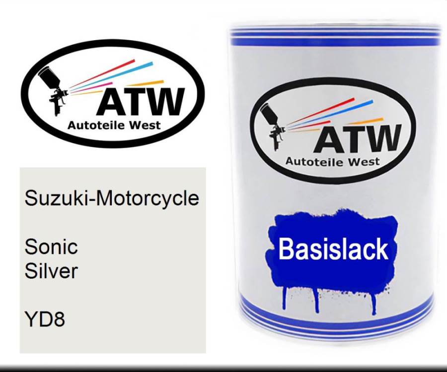 Suzuki-Motorcycle, Sonic Silver, YD8: 500ml Lackdose, von ATW Autoteile West.